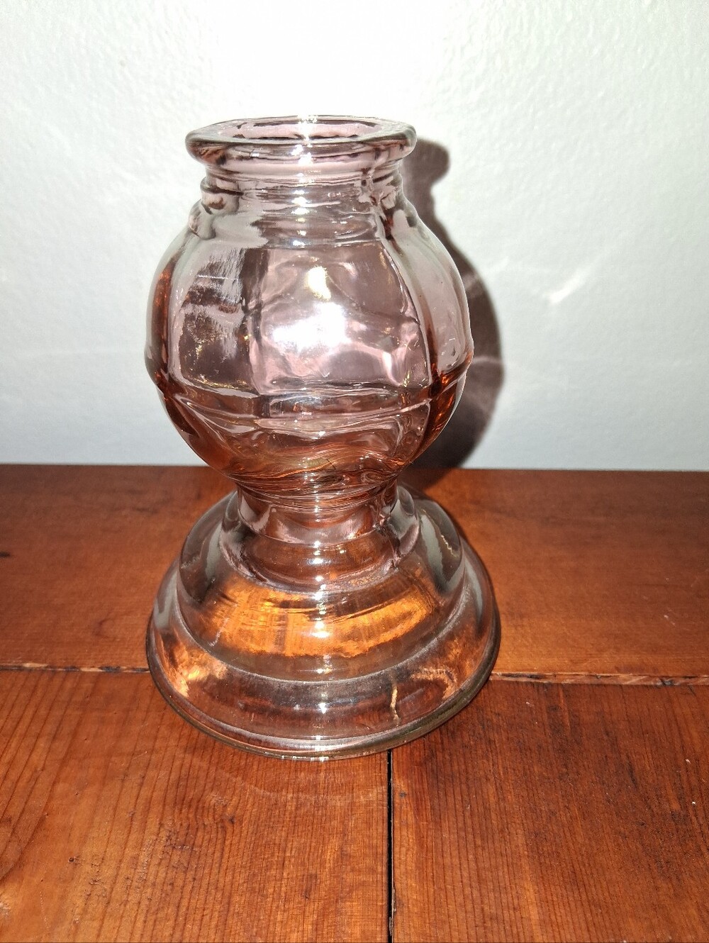 Vintage Homeco Pink Cabbage Rose Glass Fairy Lamp Base Only